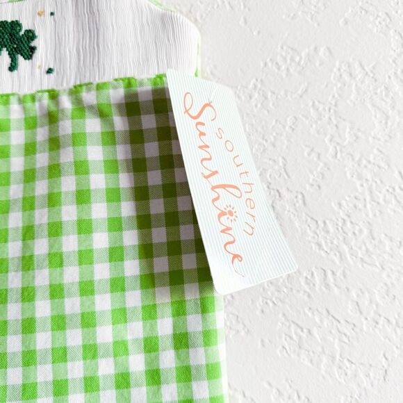 Southern Sunshine Shamrocks Smocked JonJon Romper Boys 18 mos St Patrick’s Day - Picture 6 of 9